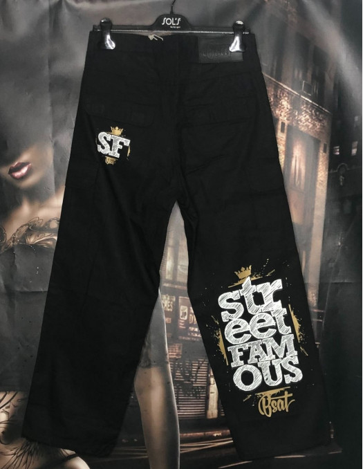 Street Famous Baggy Cargo Pants Black...
