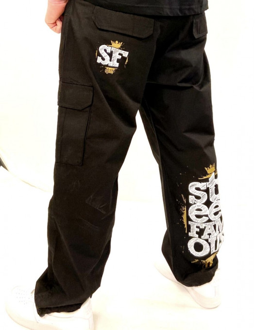Street Famous Baggy Cargo Pants Black...