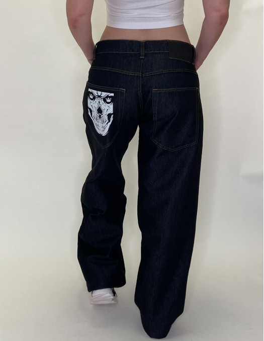 BSAT Skull Baggy Jeans Black