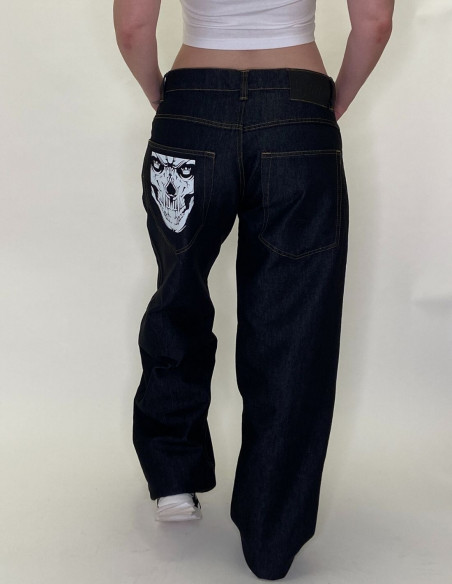 BSAT Skull Baggy Jeans Black