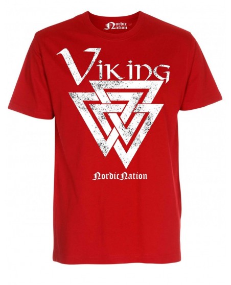 Viking Valknut T-Shirt RedNWhite by Nordic Worlds