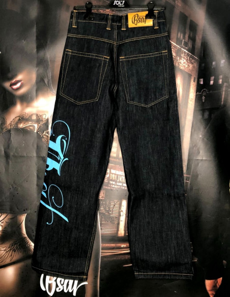 Blue ArtScript Logo Jeans Baggy by BSAT