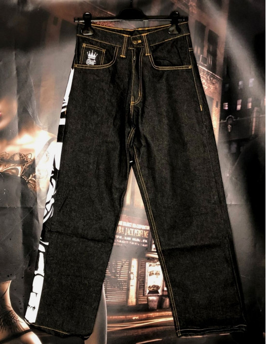 BSAT Baggy Cali Skull Jeans BlackNWhite