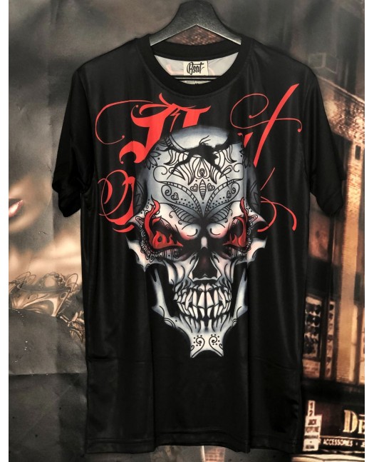 BSAT Art Script Skull On Fire T-Shirt