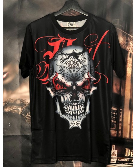 BSAT Art Script Skull On Fire T-Shirt