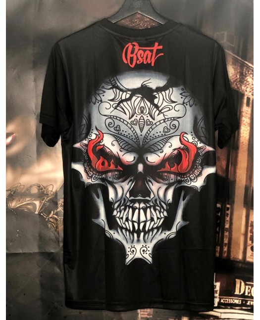 BSAT Art Script Skull On Fire T-Shirt