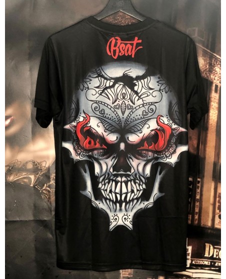 BSAT Art Script Skull On Fire T-Shirt