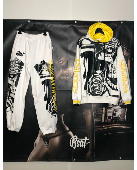 BSAT Darkness Graffiti Sweatpants White