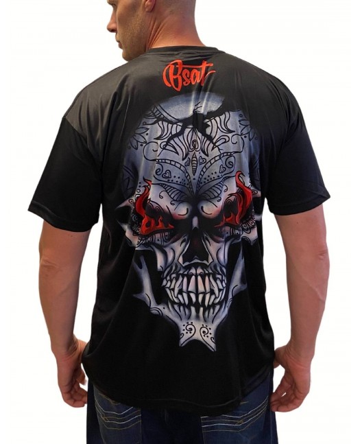 BSAT Art Script Skull On Fire T-Shirt