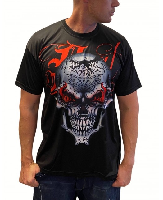 BSAT Art Script Skull On Fire T-Shirt