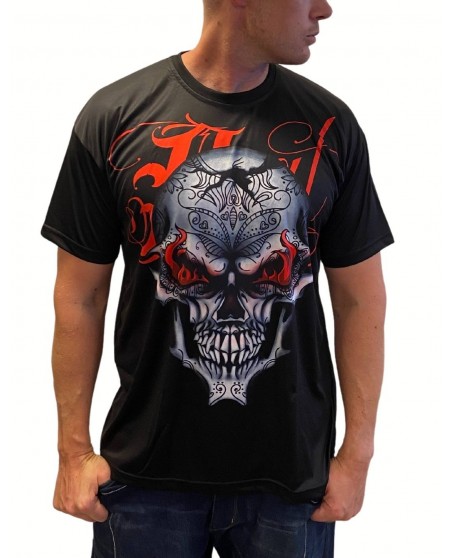 BSAT Art Script Skull On Fire T-Shirt