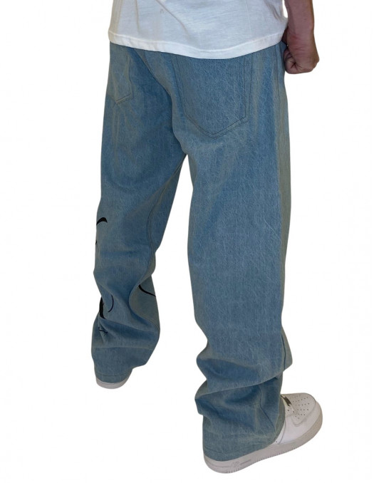 BSAT Art Script Jeans Vintage Blue Baggy