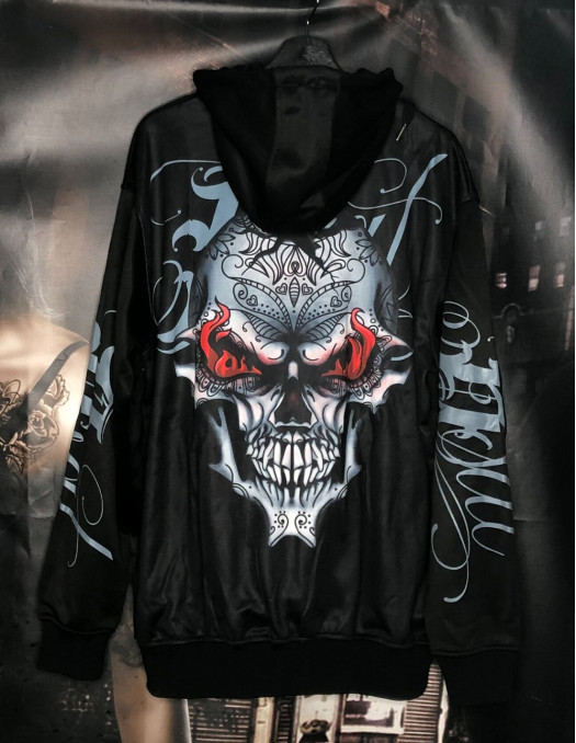 Art Script Skull On Fire ZipHoodie by...