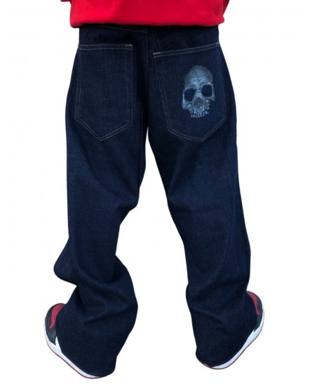Bad Skull Baggy Jeans Indigo Blue by BSAT
