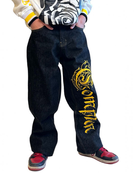 Compton Jeans BlackNGold Baggy by BSAT