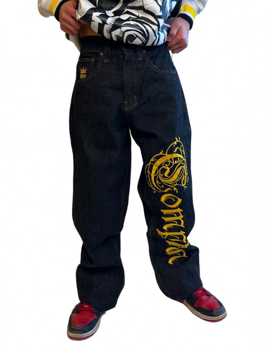 Compton Jeans BlackNGold Baggy by BSAT