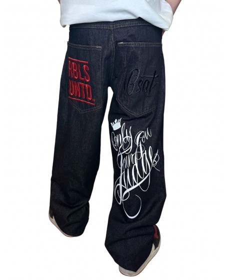 RBLS Only God Can Judge Baggy Jeans Black by BSAT