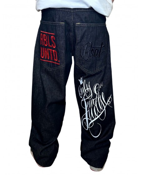 RBLS Only God Can Judge Baggy Jeans Black by BSAT
