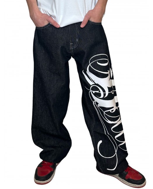BSAT Art Script Logo Jeans BlackNWhite