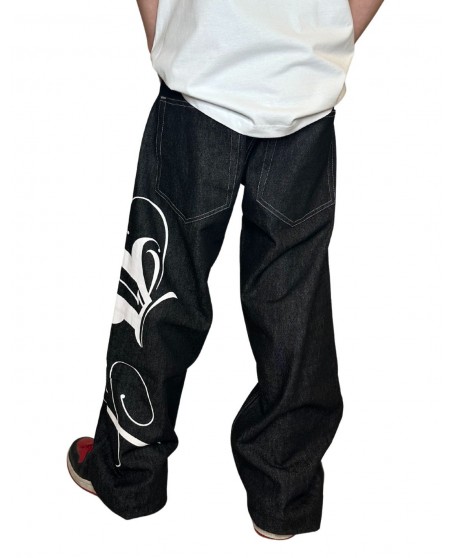 BSAT Art Script Logo Jeans BlackNWhite