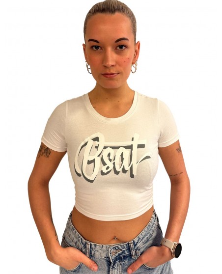 BSAT Logo Crop Top White