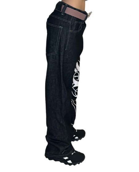 Art Script Logo Baggy Jeans BlackNWhite by BSAT