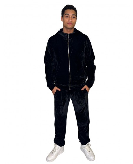 Gangsta Velour Velvet Tracksuit Black by Dirty Money