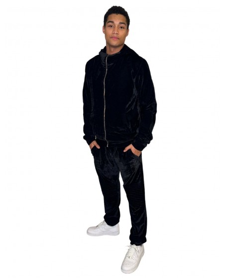 Gangsta Velour Velvet Tracksuit Black by Dirty Money