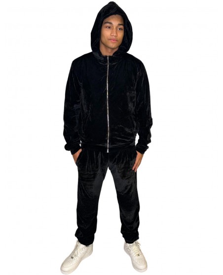 Gangsta Velour Velvet Tracksuit Black by Dirty Money