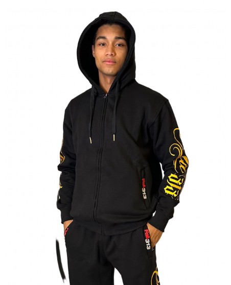 FAT313 Script Logo ZipHoodie Golden Embroidered