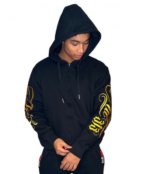 FAT313 Script Logo ZipHoodie Golden Embroidered