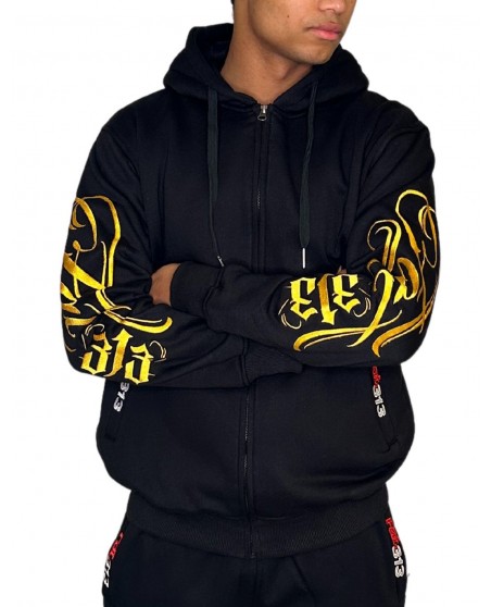 FAT313 Script Logo ZipHoodie Golden Embroidered