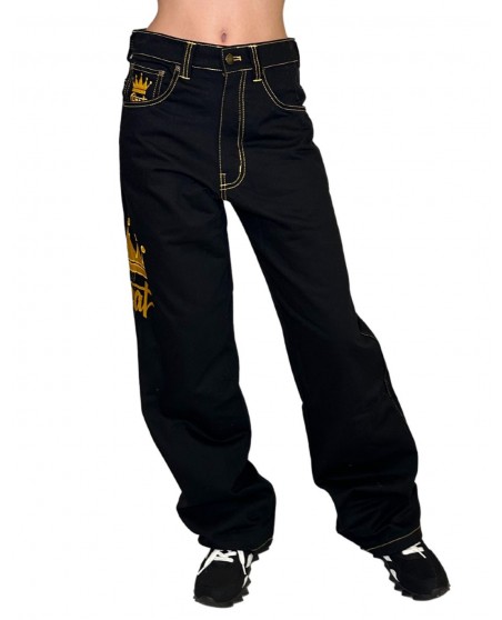 Goldenliscious Crown Black Baggy Jeans by BSAT
