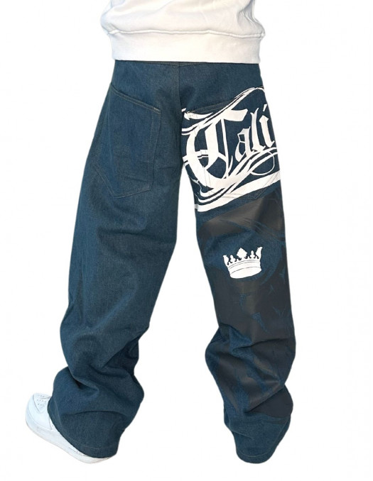 BSAT Cali Skull Baggy Jeans Vintage Blue