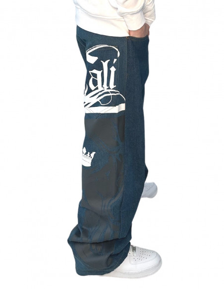 BSAT Cali Skull Baggy Jeans Vintage Blue