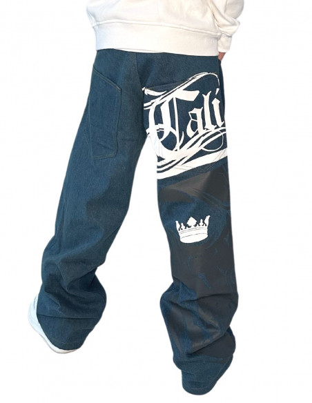 BSAT Cali Skull Baggy Jeans Vintage Blue