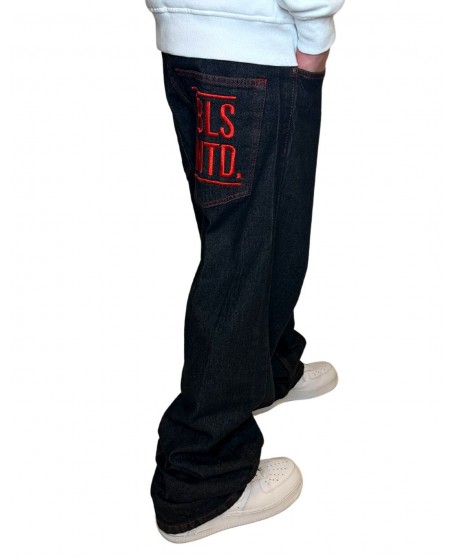 Black RBLS Red Line Baggy Jeans by BSAT