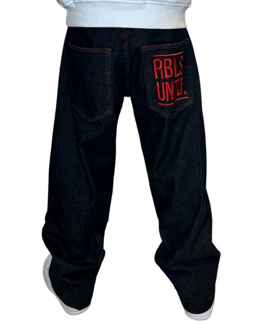 Black RBLS Red Line Baggy Jeans by BSAT