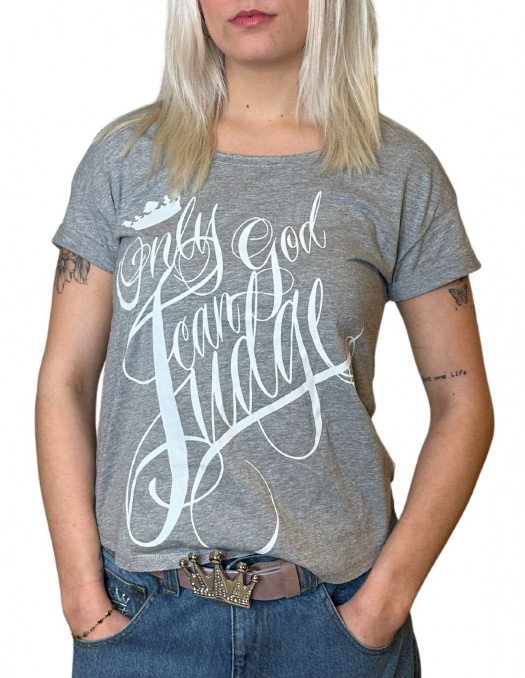 Loose Only God Can Judge T-Shirt Grey...