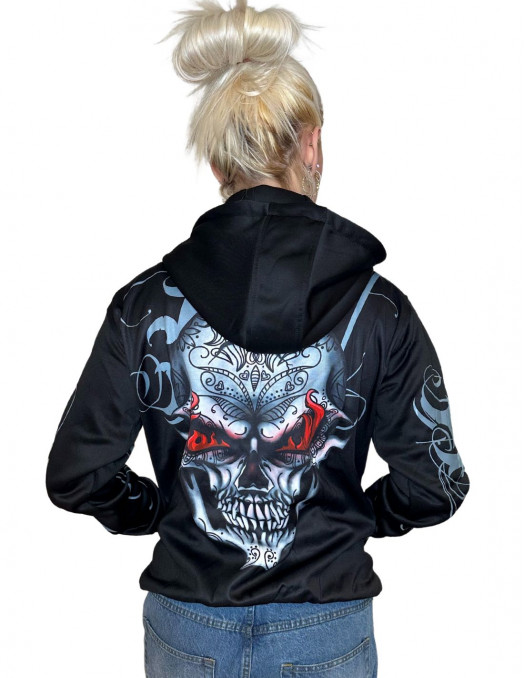 Art Script Skull On Fire ZipHoodie by...