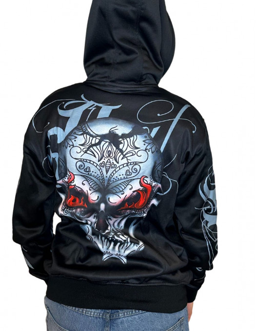 Art Script Skull On Fire ZipHoodie by...