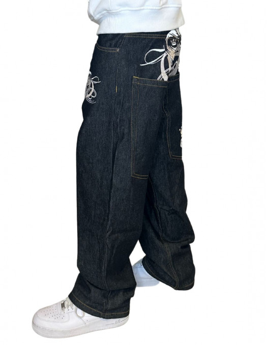 BSAT Skull Embroidery Baggy Jeans...