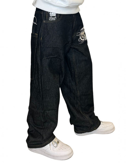 BSAT Skull Embroidery Baggy Jeans...
