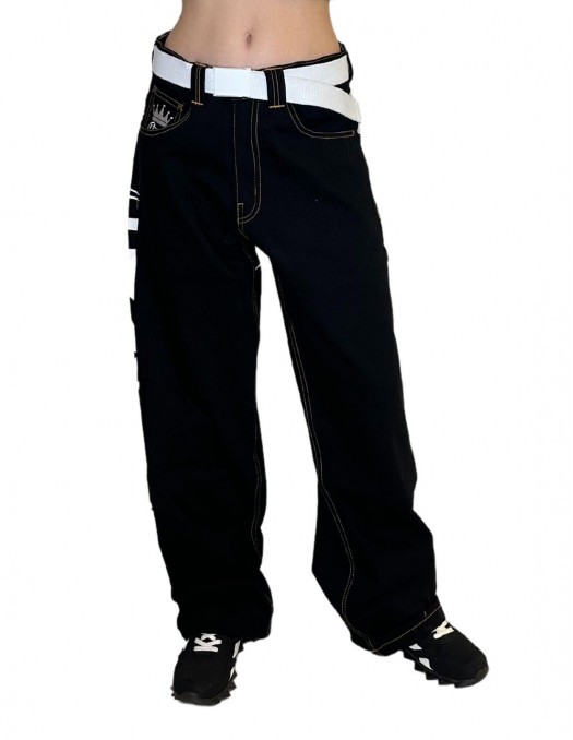 Cali Skull Baggy Jeans BlackNWhite by...