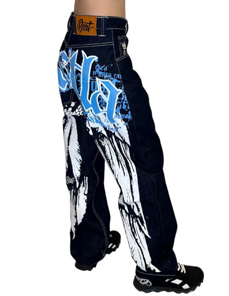Hustla Baggy Jeans BlueNWhite Legendary Collection 'Limited Edition by BSAT