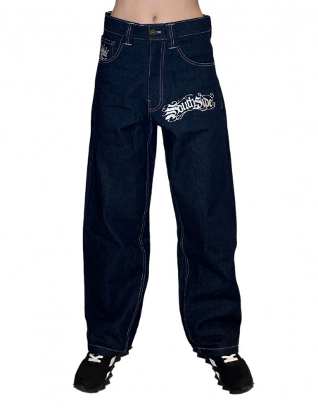 SouthSide Embroidery Baggy Jeans Indigo Blue *limited edition* by BSAT