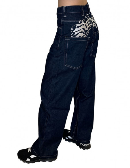 SouthSide Embroidery Baggy Jeans Indigo Blue *limited edition* by BSAT