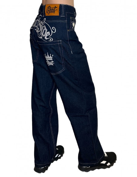 SouthSide Embroidery Baggy Jeans Indigo Blue *limited edition* by BSAT