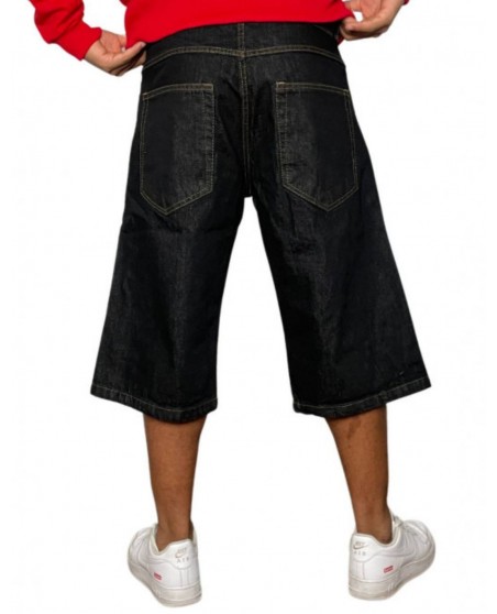 BSAT Script Logo Baggy Jorts Denim Shorts BlackNYellow