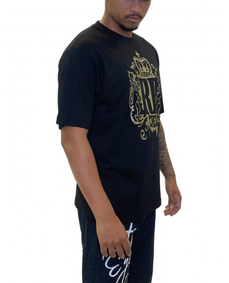 RP CREW baggy Organic Cotton T-Shirt BlackNGold by BSAT